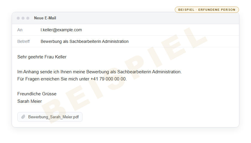 Beispiel des Textes für die E-Mail an den Arbeitgeber